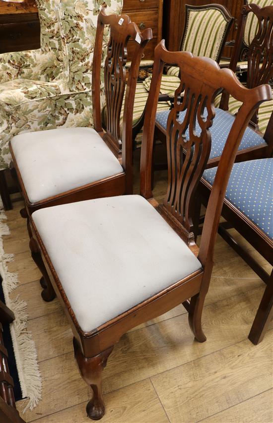 A pair of George II mahogany dining chairs